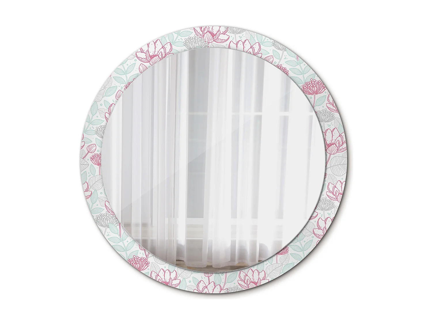 Runder dekorativer Spiegel - Blumen - 90 cm