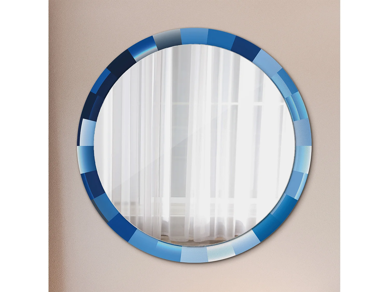 Runder dekorativer Spiegel - Abstraktes Blau - 100 cm