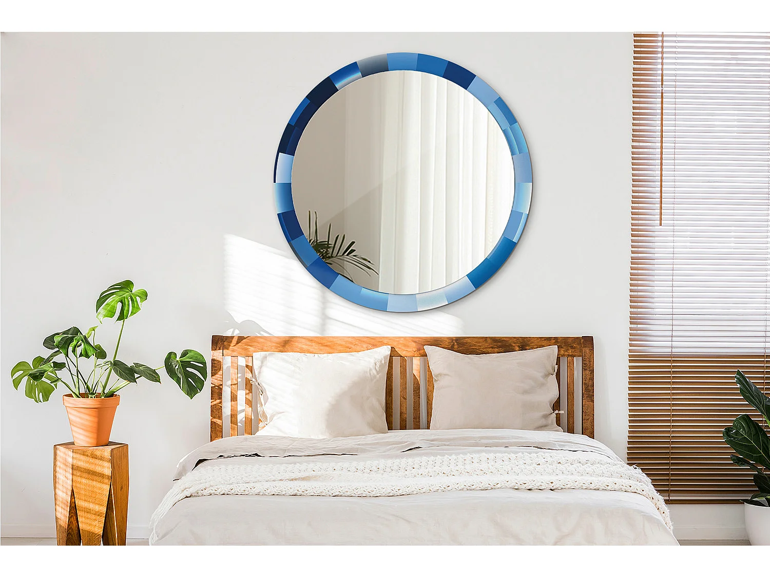 Runder dekorativer Spiegel - Abstraktes Blau - 100 cm