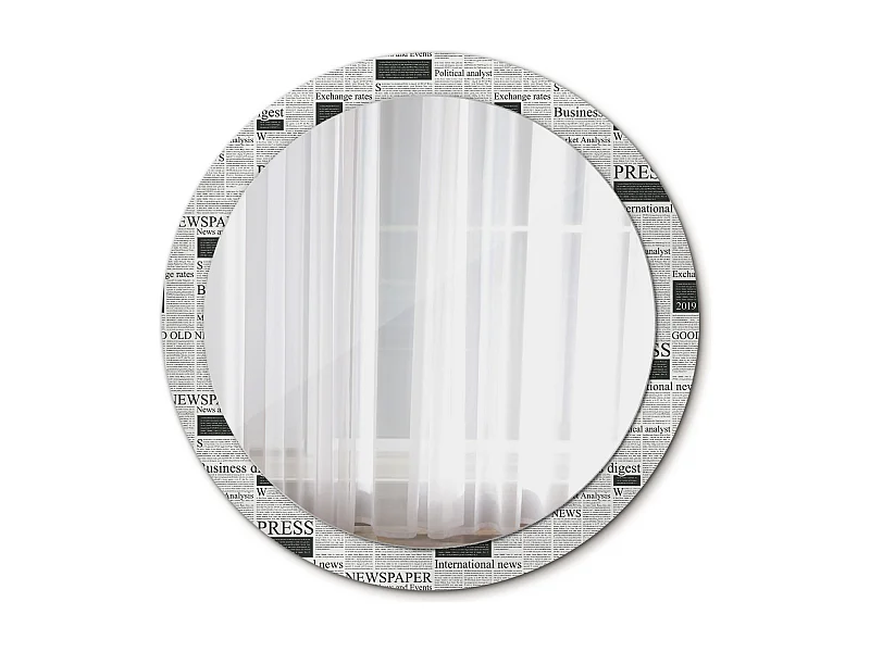 Runder dekorativer Spiegel - Zeitungen - 90 cm