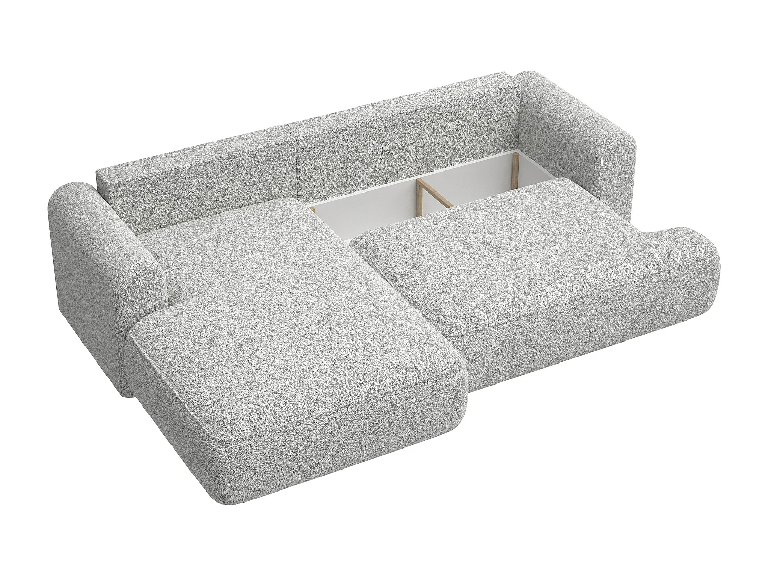 Canapé d'angle - 260 cm - avec fonction de couchage en forme de L - gris clair - côté gauche - OVO