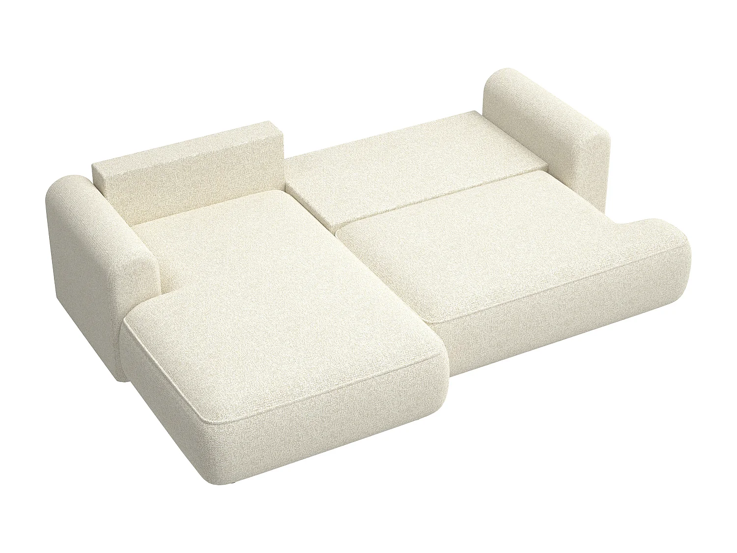 Canapé d'angle - 260 cm - avec fonction de couchage en forme de L - beige clair - côté gauche - OVO