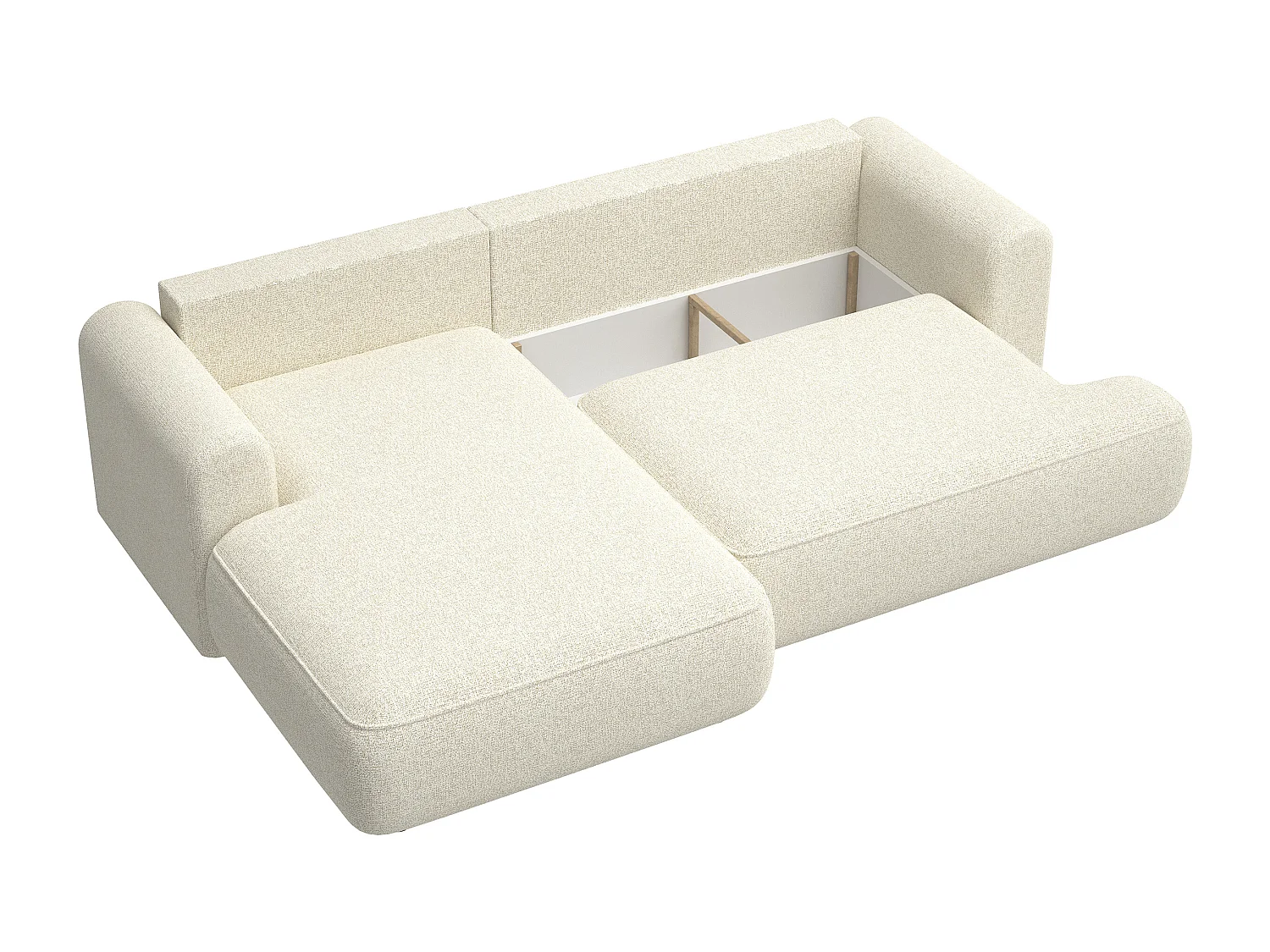 Canapé d'angle - 260 cm - avec fonction de couchage en forme de L - beige clair - côté gauche - OVO