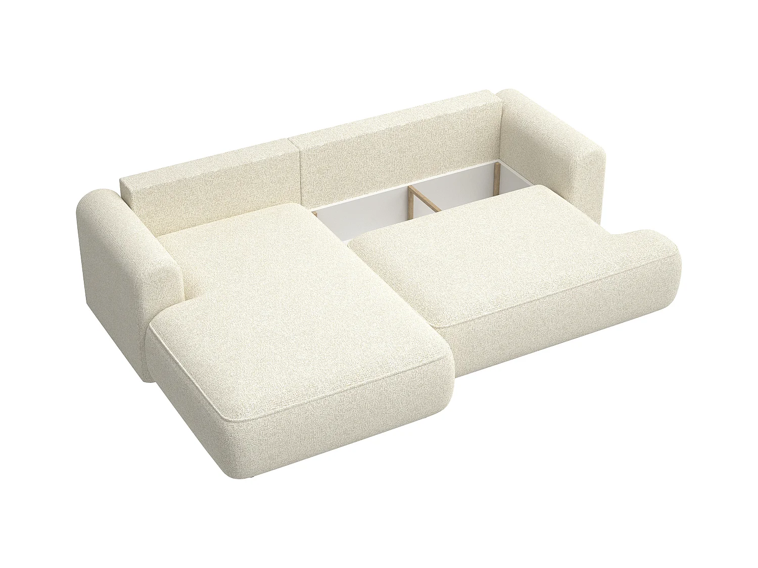 Ecksofa mit Schlaffunktion - Hellbeige - linksseitig - OVO