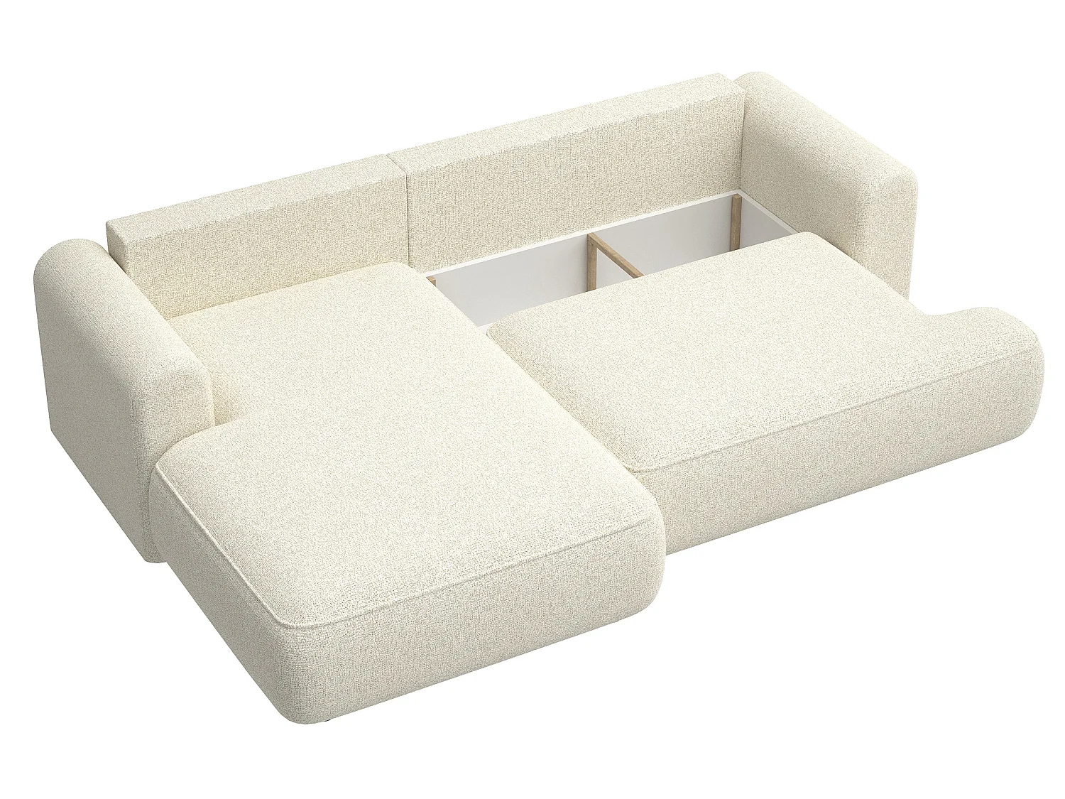 Ecksofa mit Schlaffunktion - Hellbeige - linksseitig - OVO