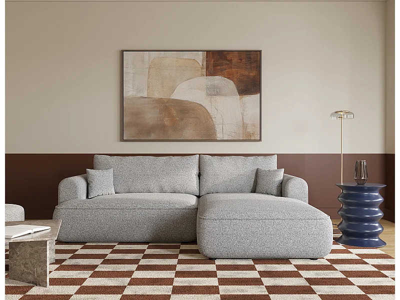 Canapé d'angle - 260 cm - avec fonction de couchage en forme de L - gris clair - côté droit - OVO