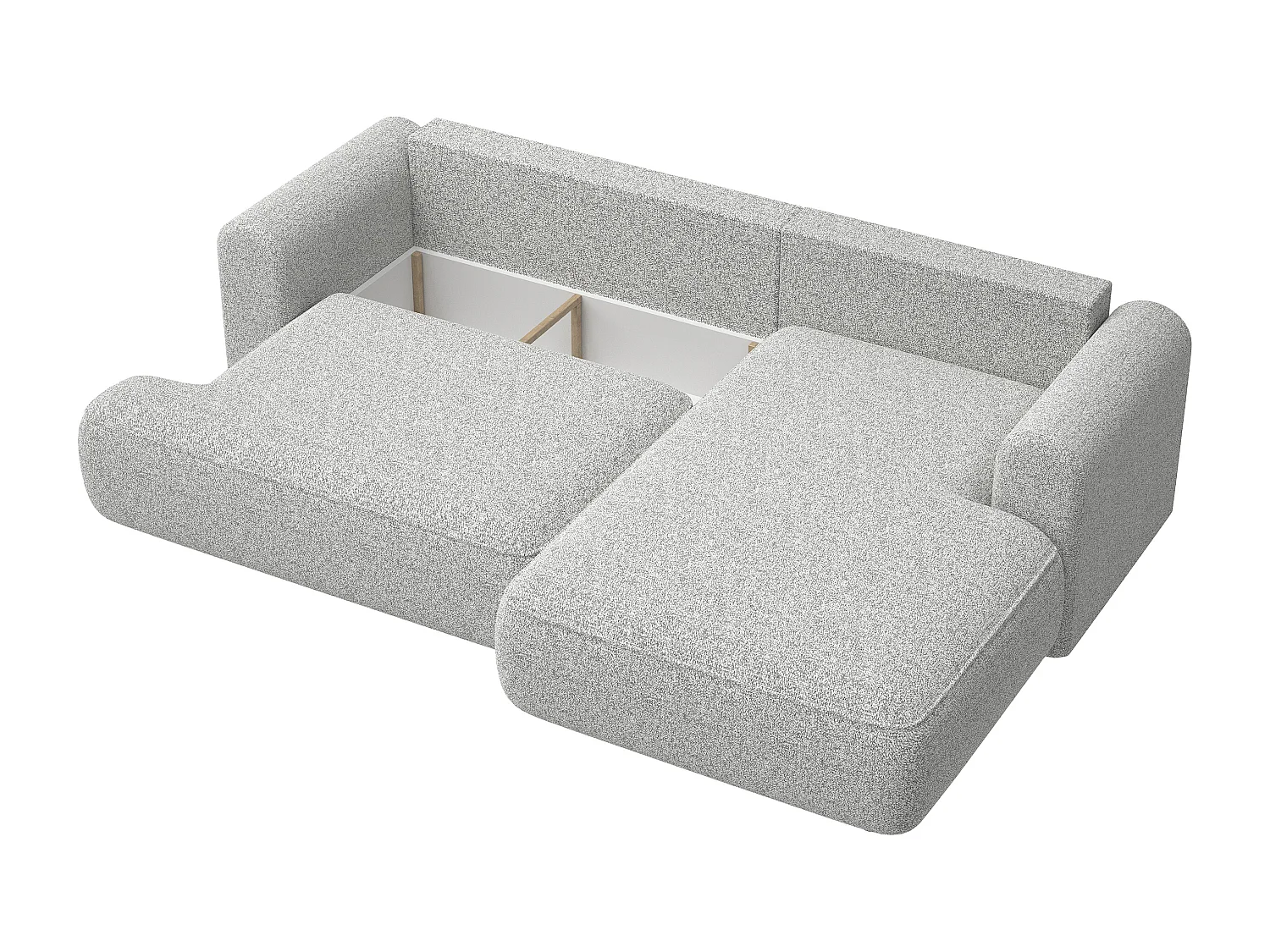 Canapé d'angle - 260 cm - avec fonction de couchage en forme de L - gris clair - côté droit - OVO