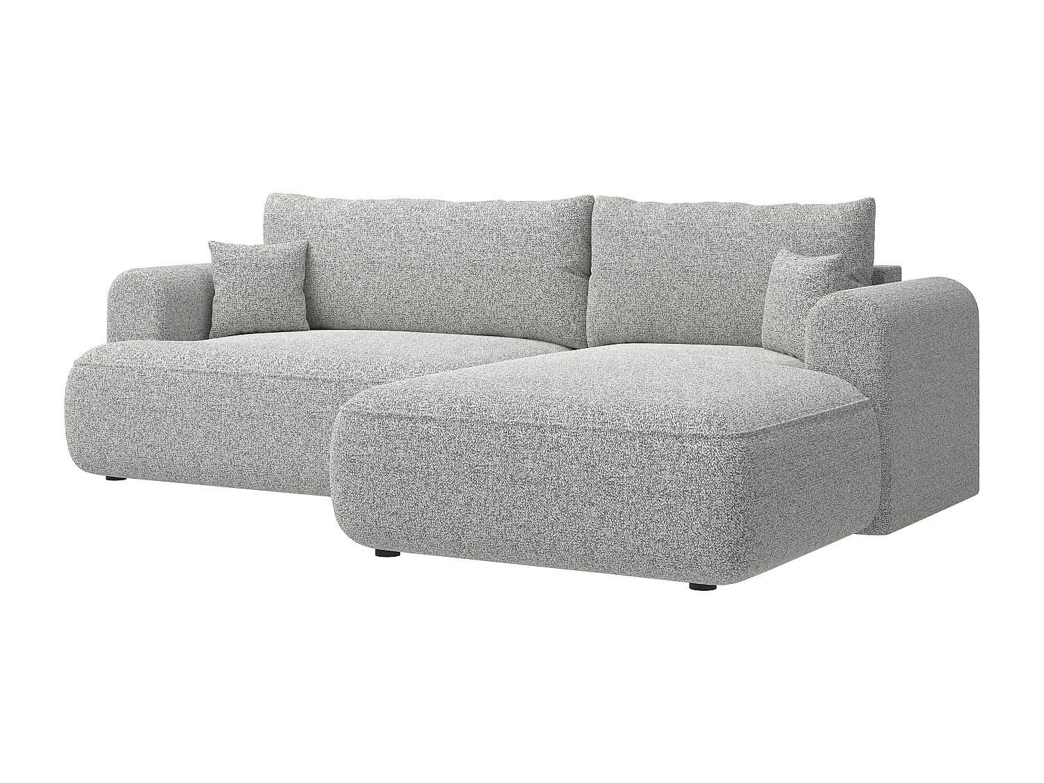 Hoekbank - 260 cm - met L-vormige slaapfunctie - lichtgrijs - rechterkant - OVO