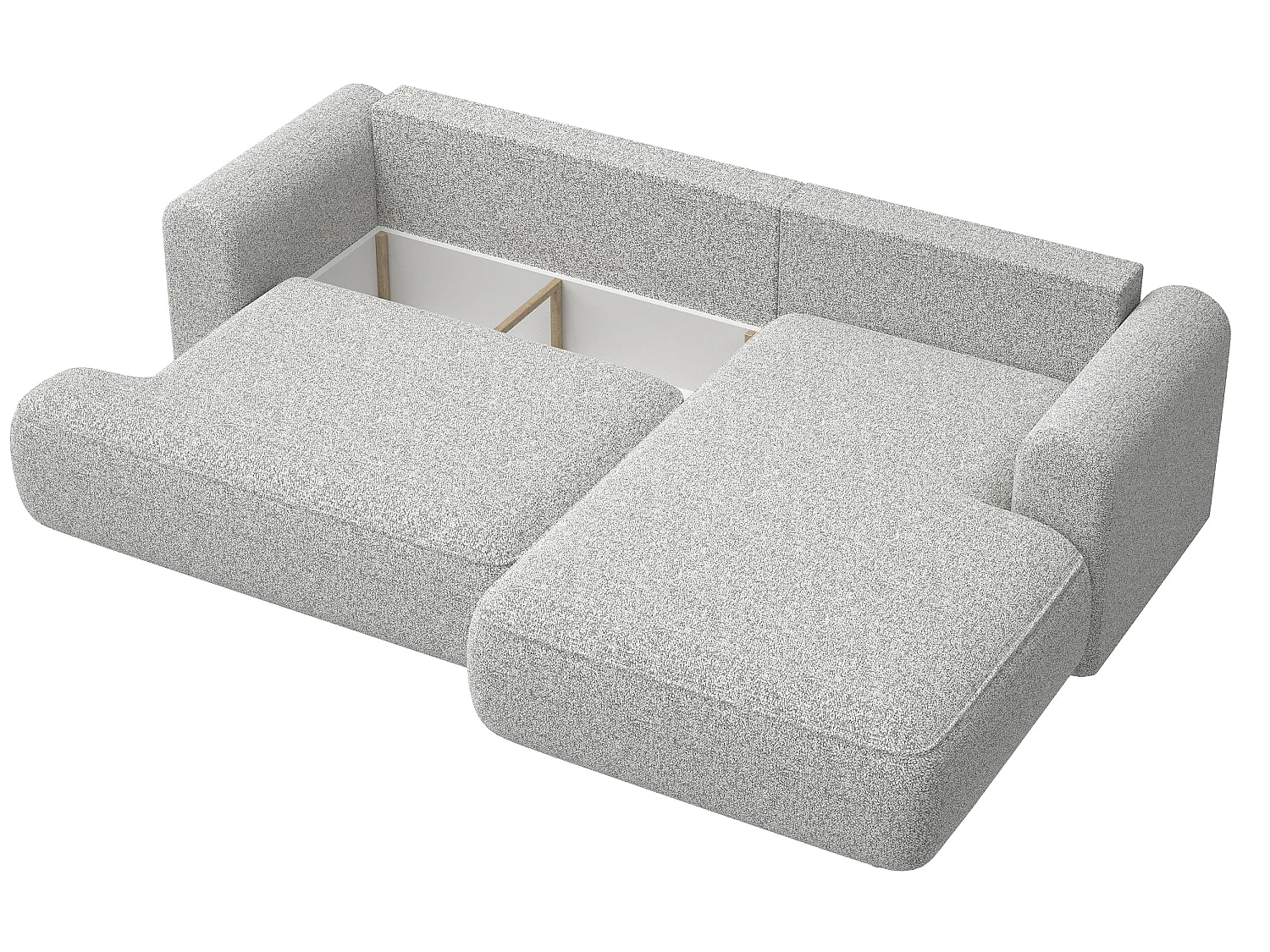 Canapé d'angle - 260 cm - avec fonction de couchage en forme de L - gris clair - côté droit - OVO