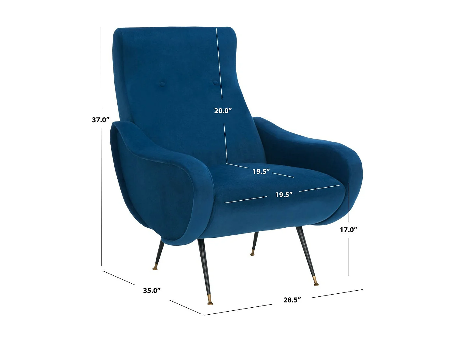 chaise Bleu marine 89 X 72 X 93.98 cm - Clemma