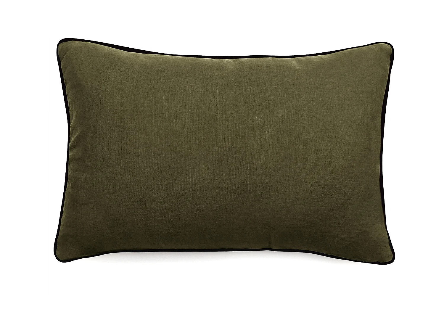 Housse de coussin PRELUDE 40x60 cm lin et coton lavé vert Kaki