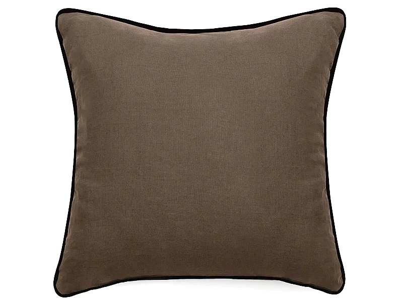 Housse de coussin PRELUDE 80x80 cm lin et coton lavé marron Tabac