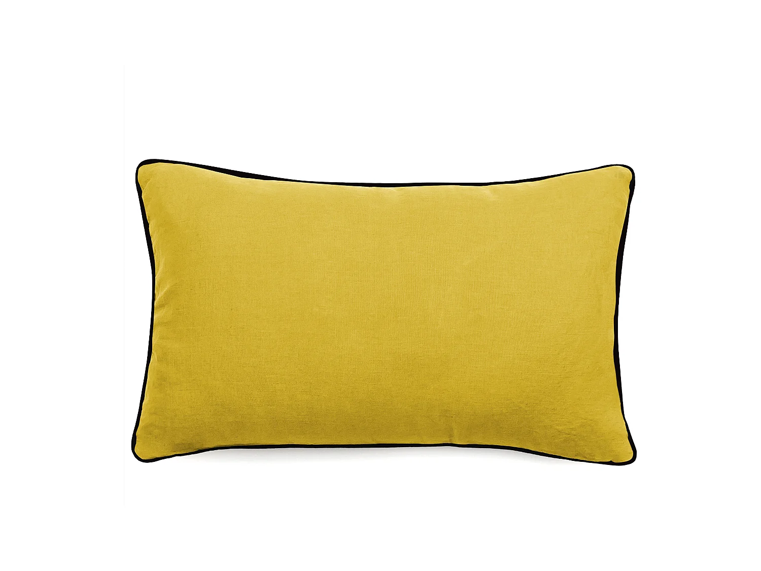 Housse de coussin PRELUDE 30x50 cm lin et coton lavés jaune Curry