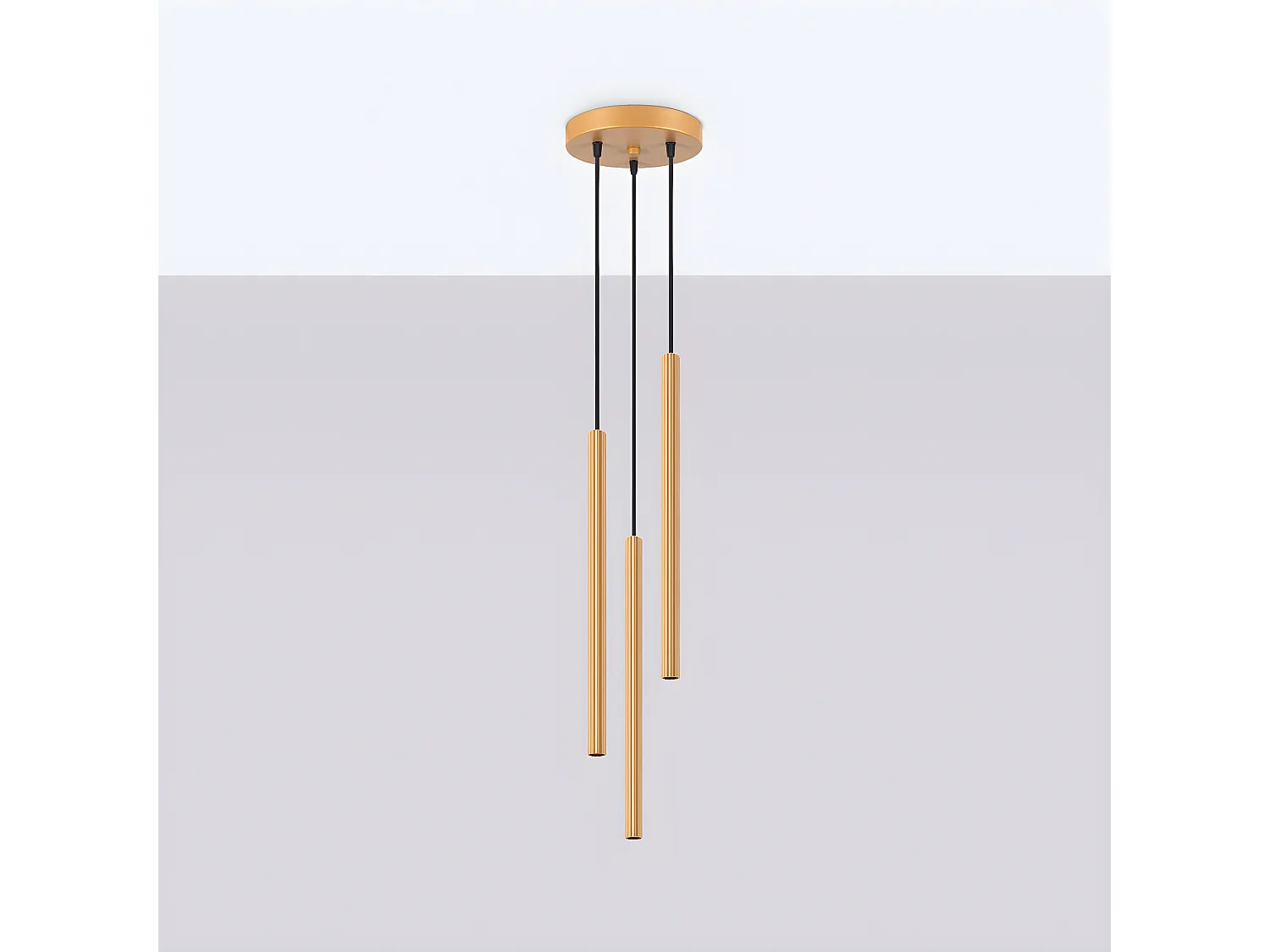 Pendelleuchten Arche Modern Aus  Stahl - 3 Lichtquellen - L.20 X H. Cm - Golden