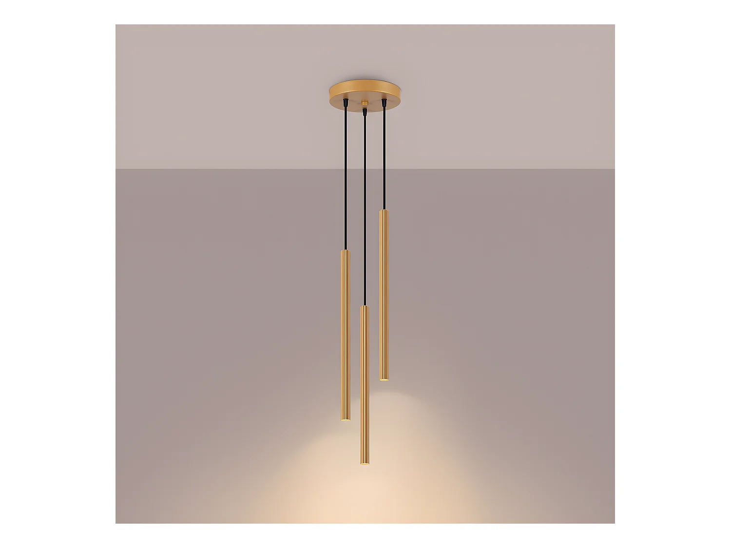 Pendelleuchten Arche Modern Aus  Stahl - 3 Lichtquellen - L.20 X H. Cm - Golden