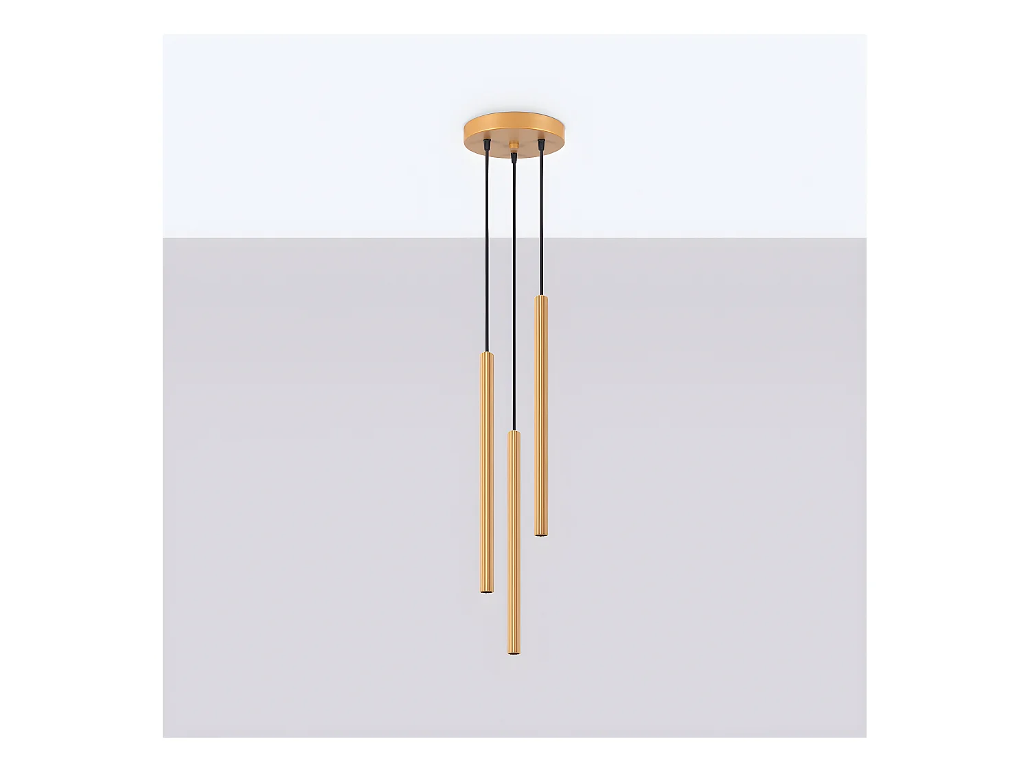 Lámparas Colgantes Arche Moderno De Acero - 3 Fuentes Luminosas - L.20 X A.120 Cm - Dorado