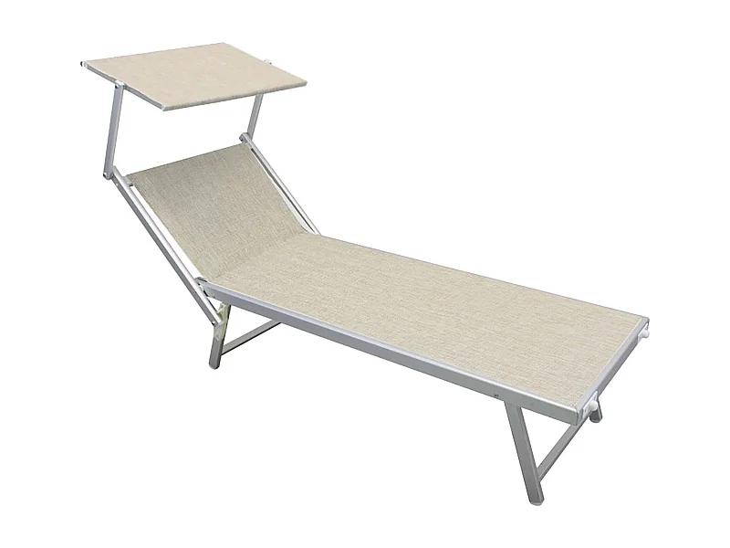 MilaniHome.it - lettino prendisole da giardino di design moderno in textilene e alluminio cm 183/189 x 61 x 38 hdi coloreBeige
