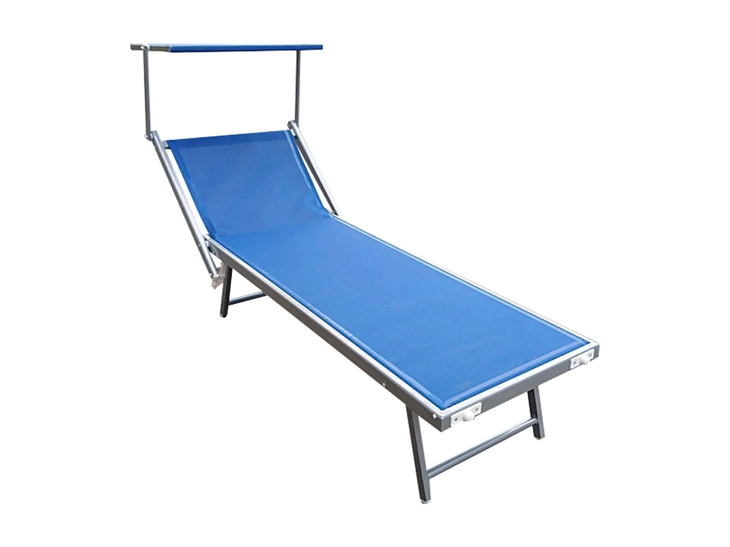 MilaniHome.it - lettino mare prendisole pieghevole in alluminio con tettuccio di design per esterno giardino cm 61 l x 189 p x 38 hdi coloreBlu