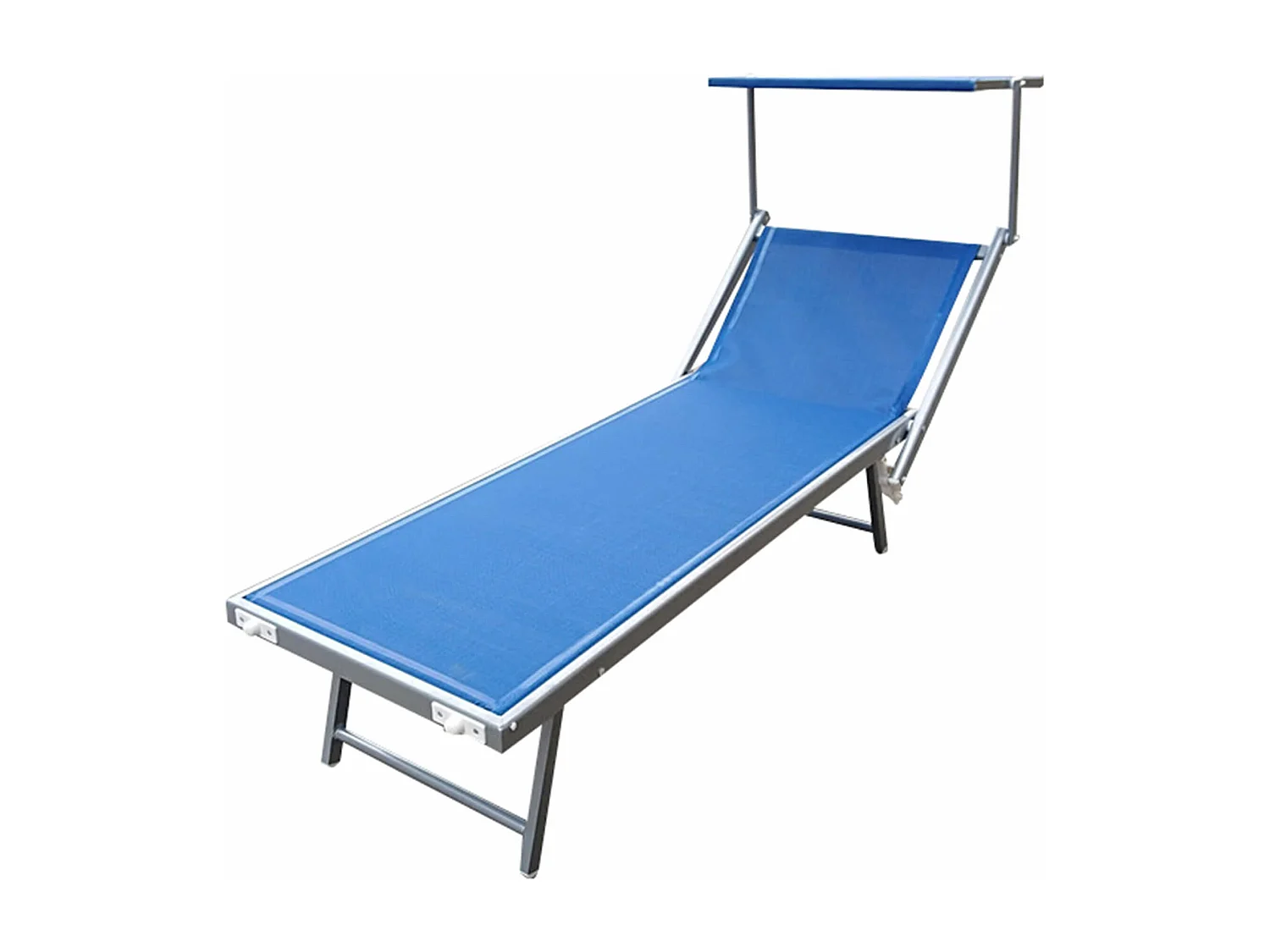 MilaniHome.it - lettino mare prendisole pieghevole in alluminio con tettuccio di design per esterno giardino cm 61 l x 189 p x 38 hdi coloreBlu