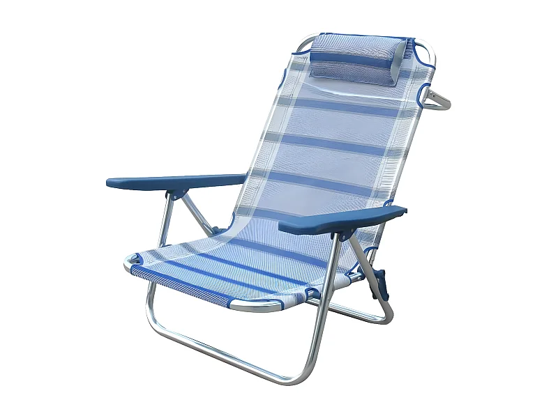 MilaniHome.it - Spiaggina Mare Sdraio Alluminio Con Braccioli Regolabile Per Campeggio Spiaggia Piscina Giardinodi coloreBlu