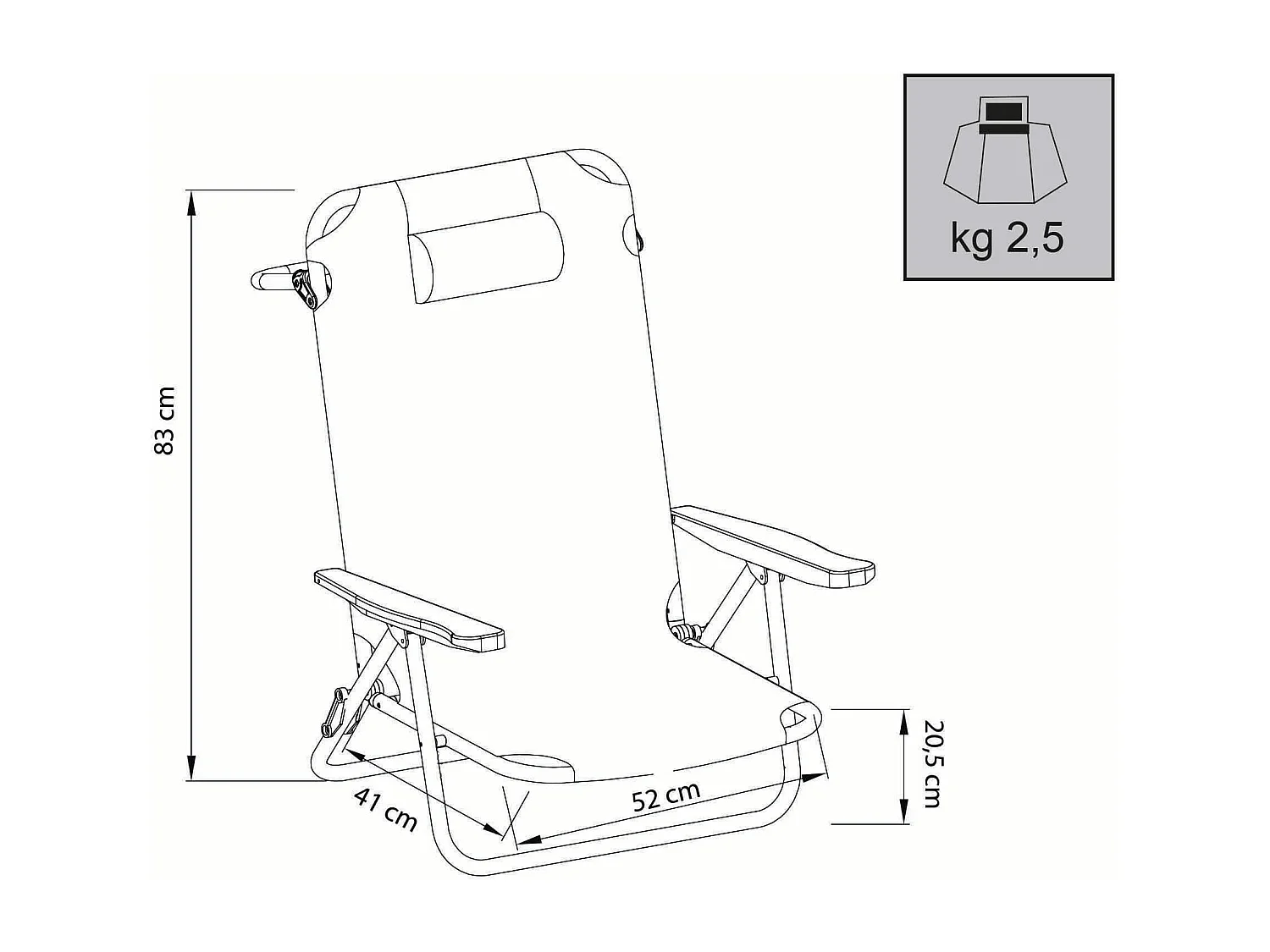 MilaniHome.it - Spiaggina Mare Sdraio Alluminio Con Braccioli Regolabile Per Campeggio Spiaggia Piscina Giardinodi coloreBlu