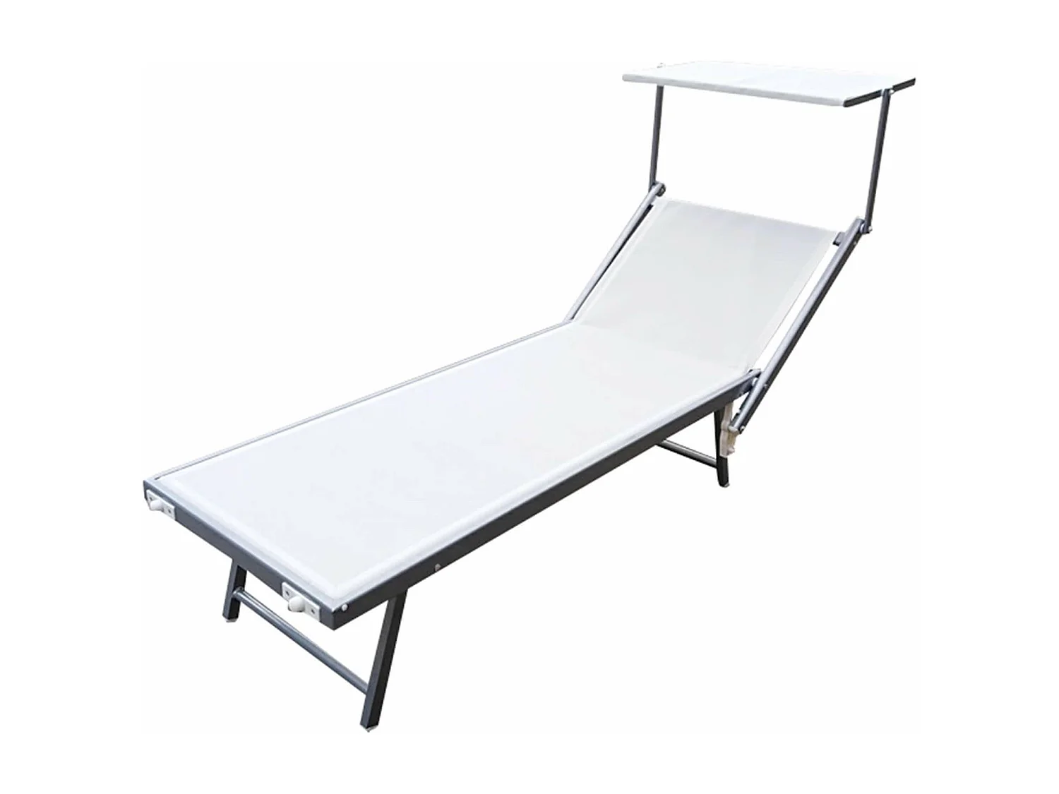 MilaniHome.it - lettino mare prendisole pieghevole in alluminio con tettuccio di design per esterno giardino cm 61 l x 189 p x 38 hdi coloreBianco