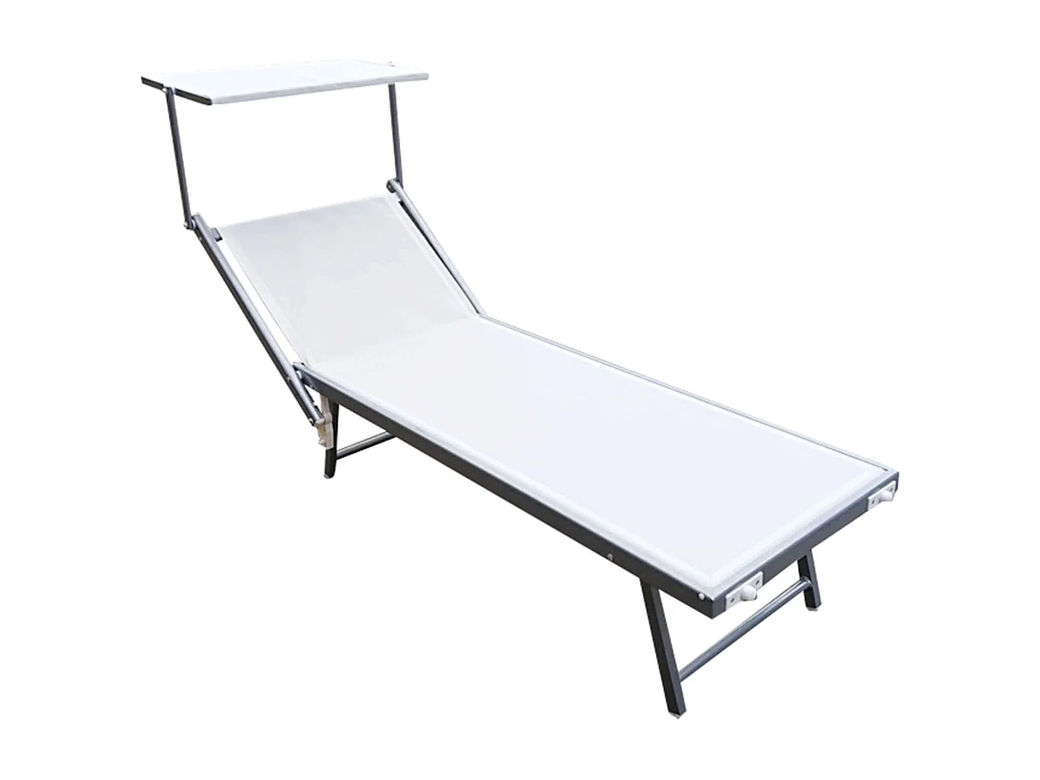 MilaniHome.it - lettino mare prendisole pieghevole in alluminio con tettuccio di design per esterno giardino cm 61 l x 189 p x 38 hdi coloreBianco