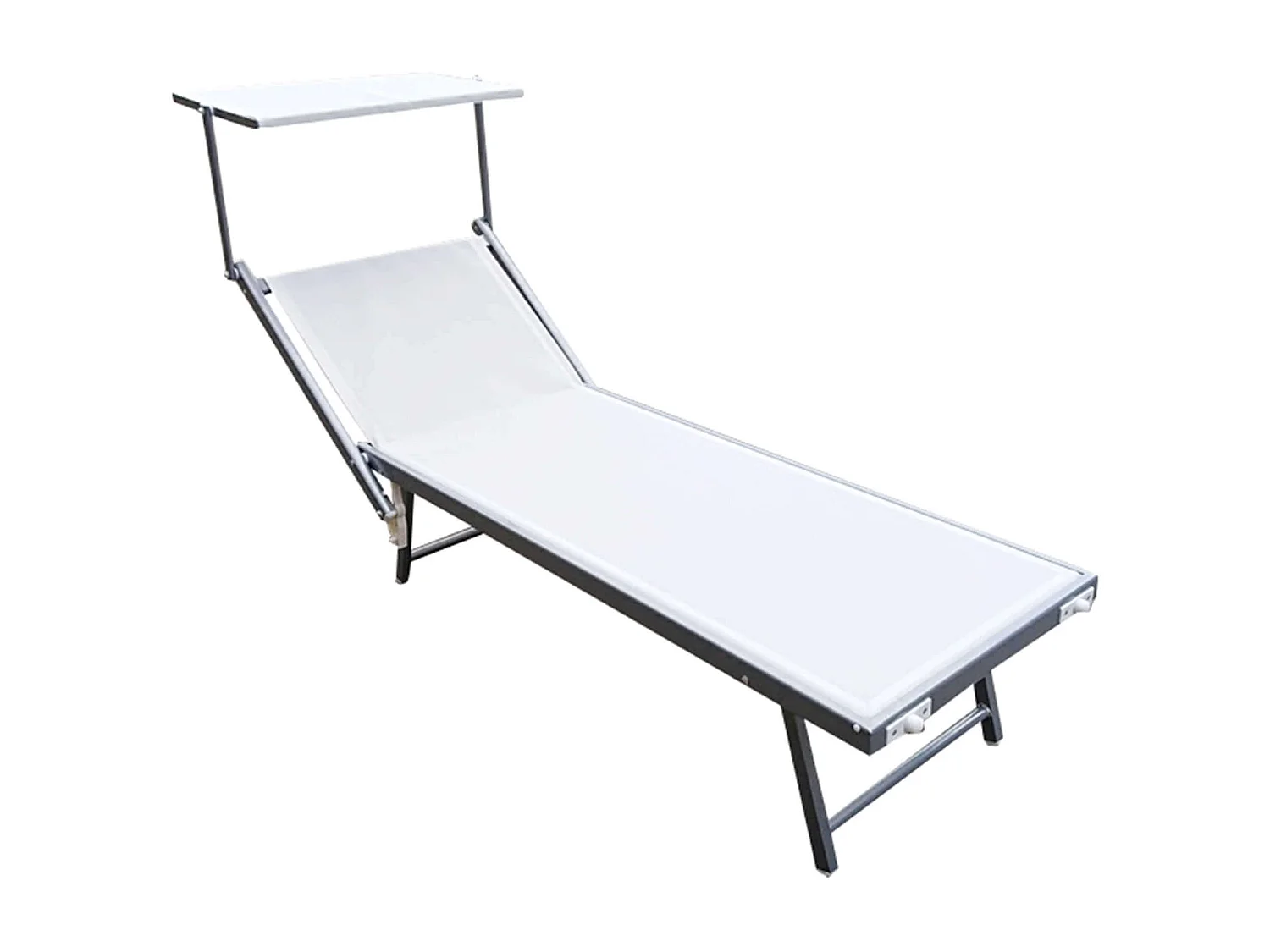 MilaniHome.it - lettino mare prendisole pieghevole in alluminio con tettuccio di design per esterno giardino cm 61 l x 189 p x 38 hdi coloreBianco