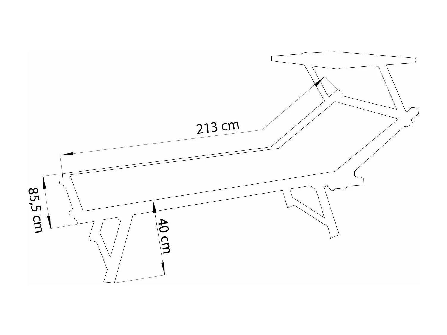 MilaniHome.it - Lettino Xl Sdraio Prendisole Gigante Impilabile In Alluminio E Textilene Da Esterno Giardino Piazza E Mezza, Cm 213x85,5x41di coloreBlu melange
