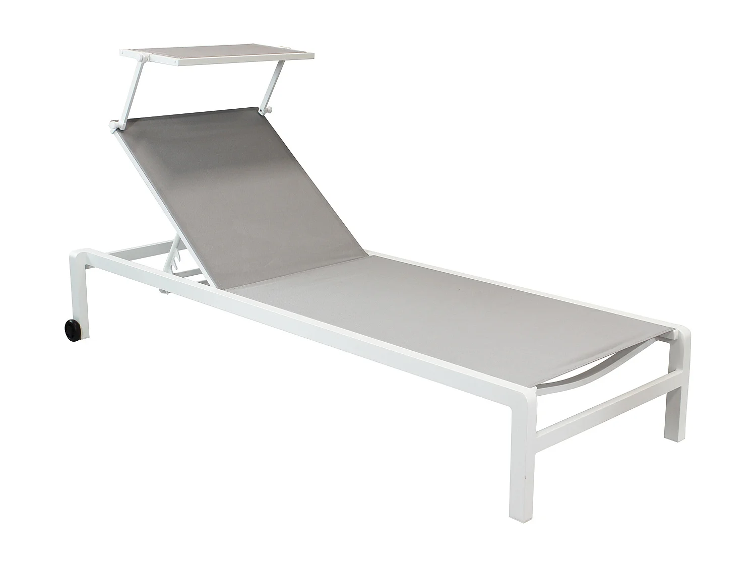 MilaniHome.it - lettino in alluminio con tettuccio di design per esterno giardino cm 78 l x 195 p x 32/54 hdi coloreBianco