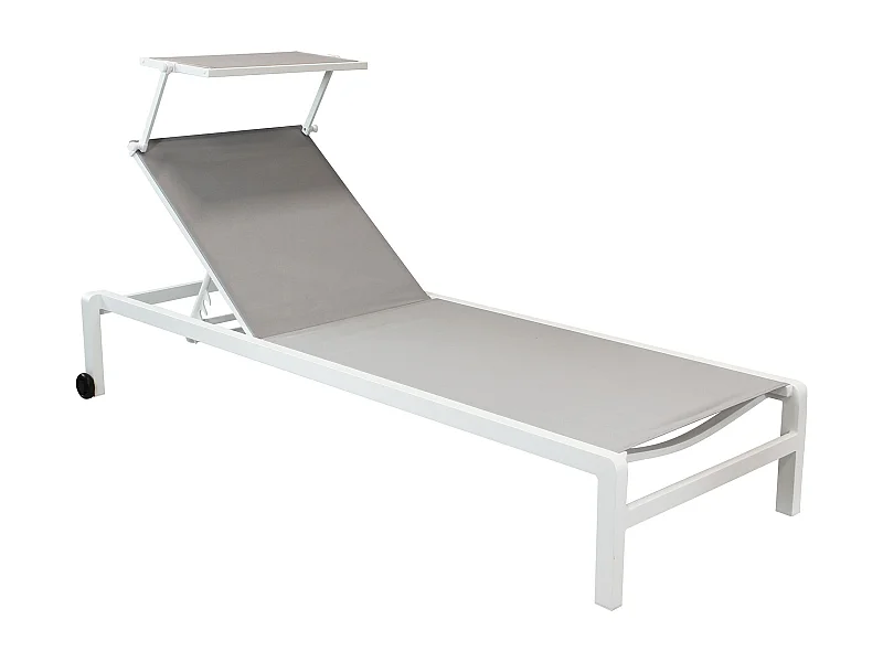 MilaniHome.it - lettino in alluminio con tettuccio di design per esterno giardino cm 78 l x 195 p x 32/54 hdi coloreBianco