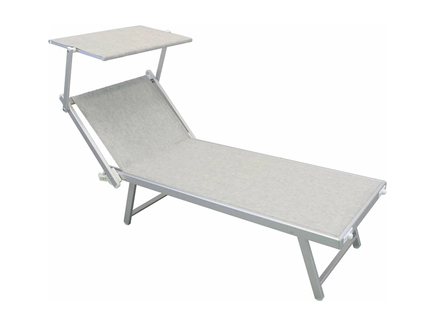 MilaniHome.it - Lettino Da Campeggio Sdraio Grigio Con Tettuccio Per Esterno Spiaggia Mare Piscina Giardinodi coloreGrigio