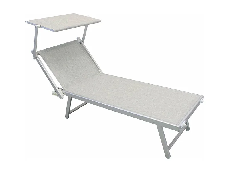 MilaniHome.it - Lettino Da Campeggio Sdraio Grigio Con Tettuccio Per Esterno Spiaggia Mare Piscina Giardinodi coloreGrigio