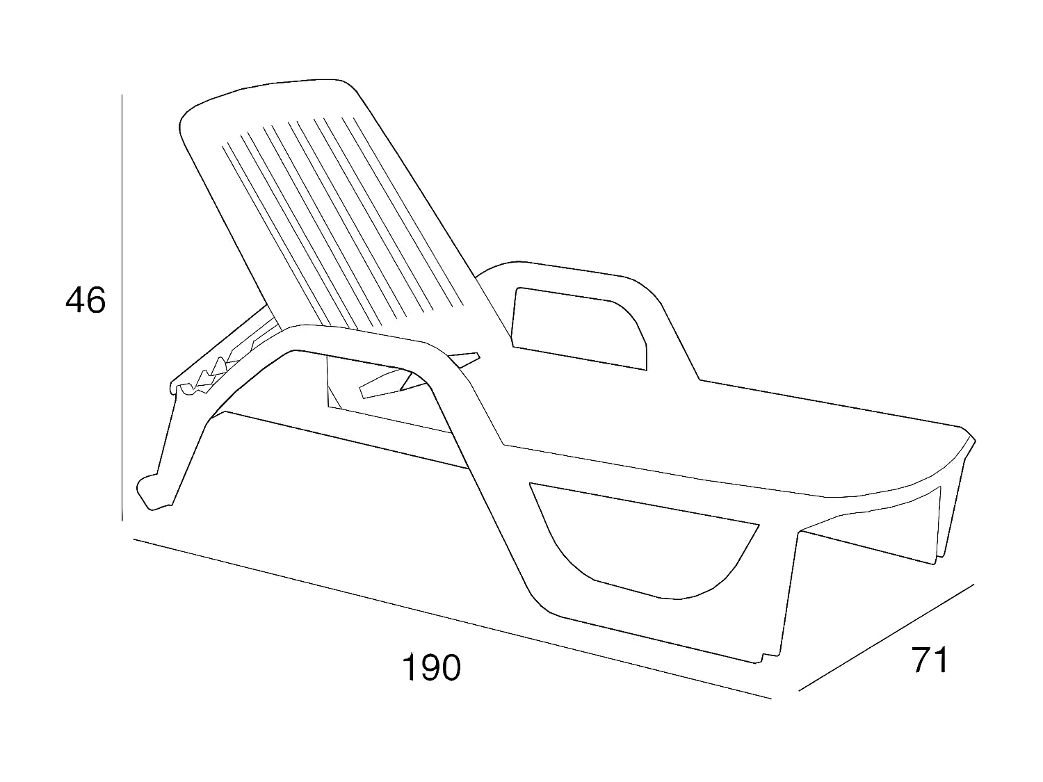 MilaniHome.it - Lettino da giardino impilabile in plastica bianco 190x71x46 hdi coloreBianco