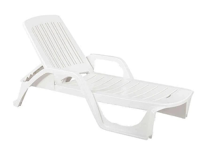 MilaniHome.it - Lettino da giardino impilabile in plastica bianco 190x71x46 hdi coloreBianco