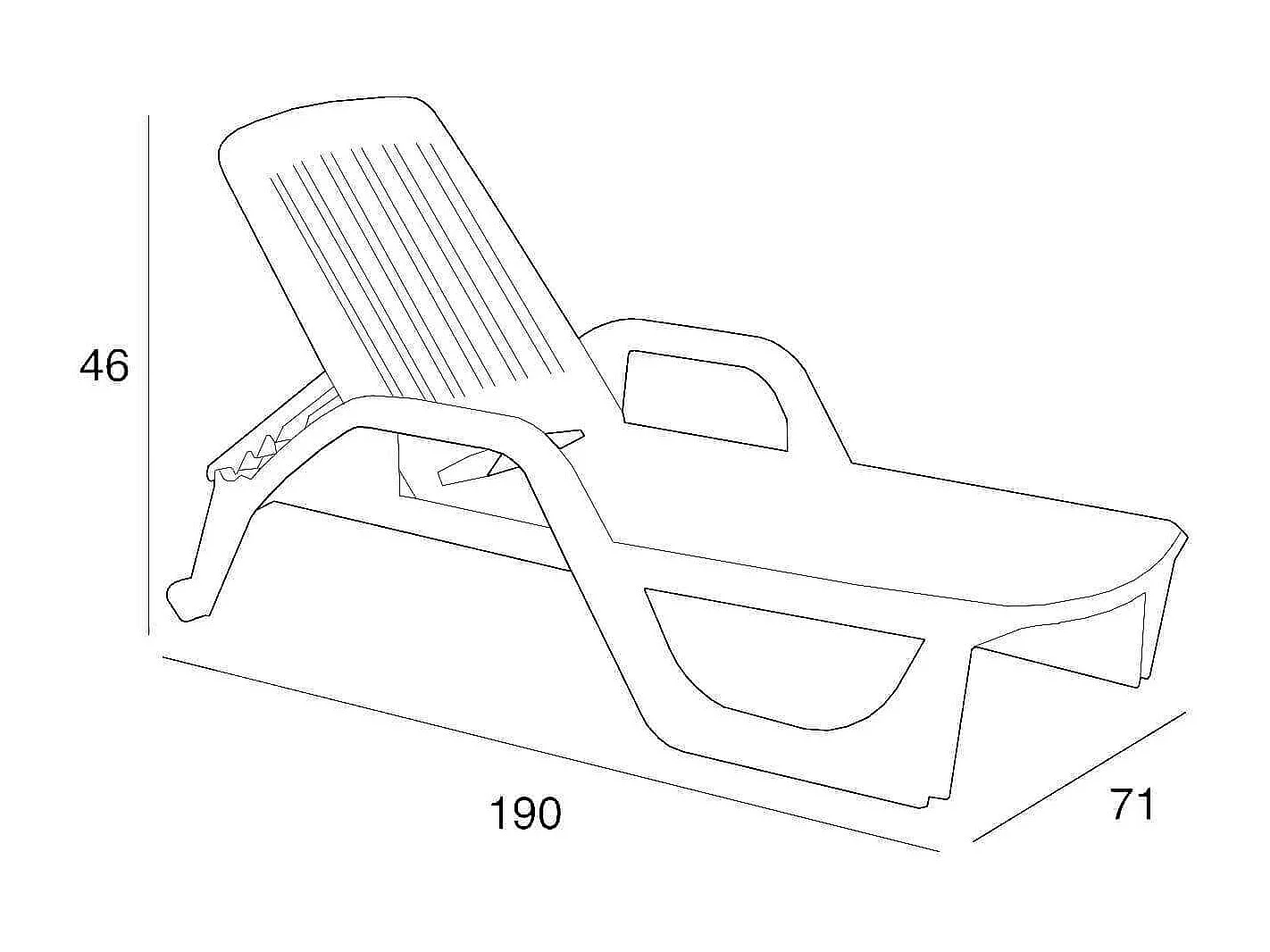 MilaniHome.it - Lettino da giardino impilabile in plastica bianco 190x71x46 hdi coloreBianco