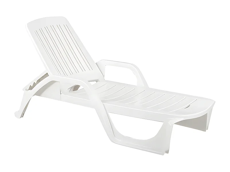 MilaniHome.it - Lettino da giardino impilabile in plastica bianco 190x71x46 hdi coloreBianco