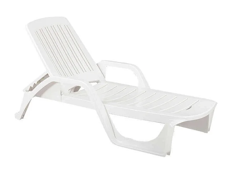 MilaniHome.it - Lettino da giardino impilabile in plastica bianco 190x71x46 hdi coloreBianco