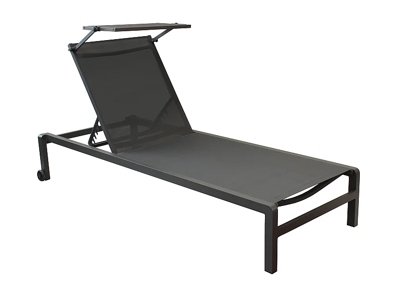 MilaniHome.it - lettino in alluminio con tettuccio di design per esterno giardino cm 78 l x 195 p x 32/54 hdi coloreAntracite