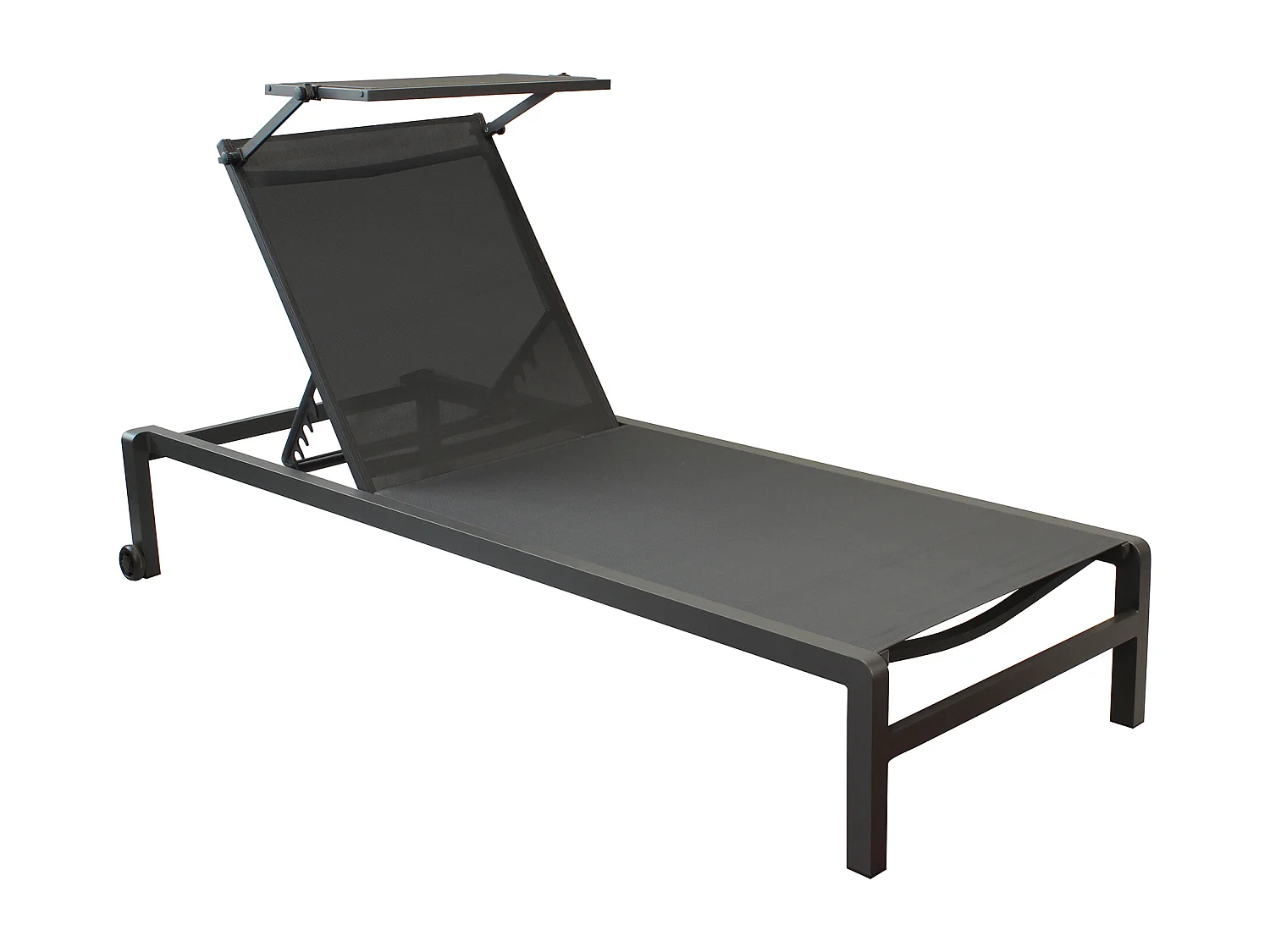 MilaniHome.it - lettino in alluminio con tettuccio di design per esterno giardino cm 78 l x 195 p x 32/54 hdi coloreAntracite