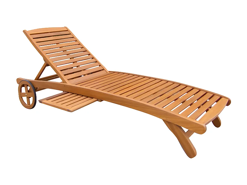 MilaniHome.it - Lettino Sdraio In Legno Di Acacia Con Ruote Per Esterno Giardino Portico Ristorante Bar Hotel Albergo Agriturismodi coloreMarrone
