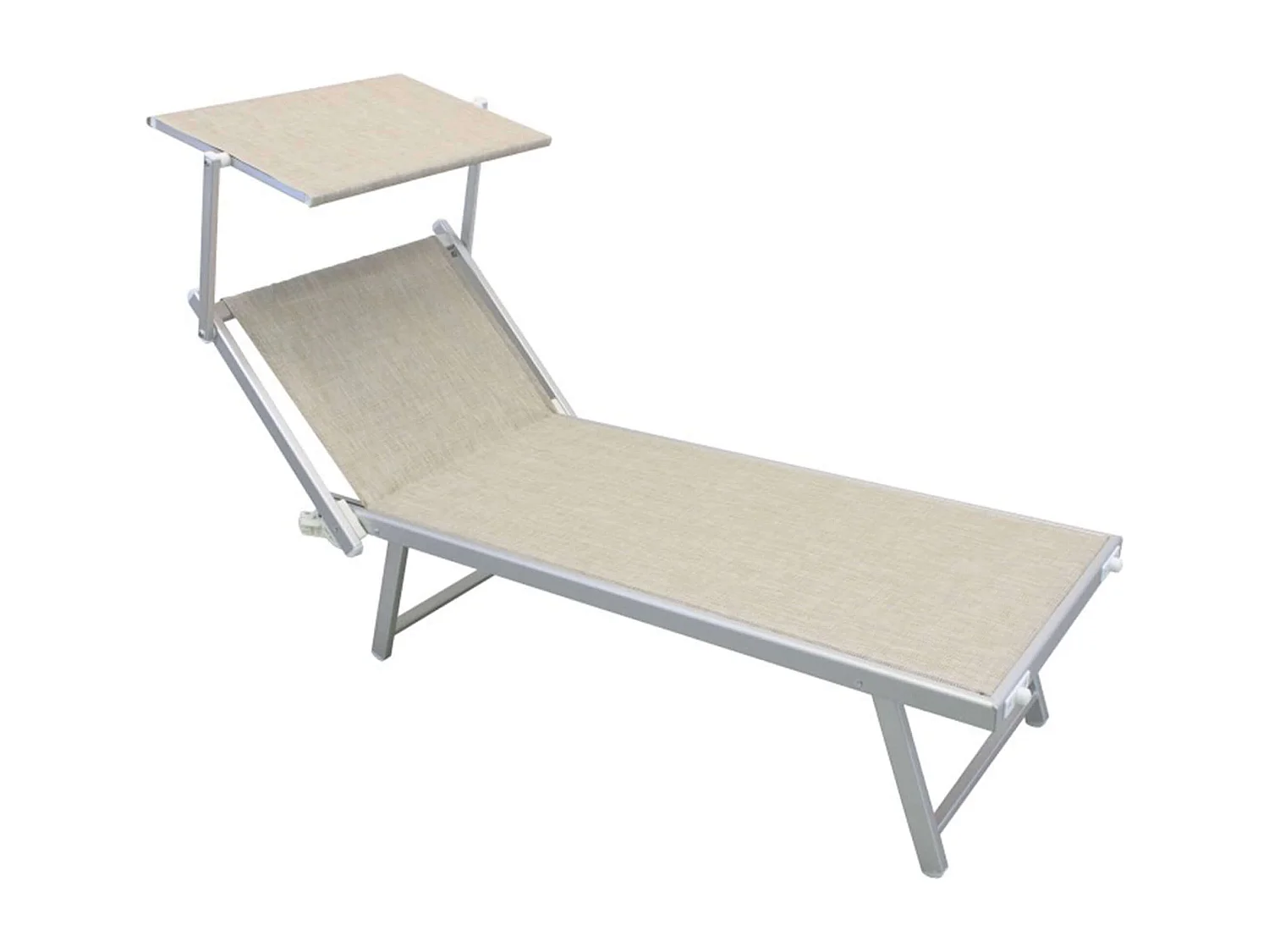 MilaniHome.it - Lettino Da Campeggio Sdraio Beige Con Tettuccio Per Spiaggia Mare Piscina Giardino Da Esternodi coloreBeige
