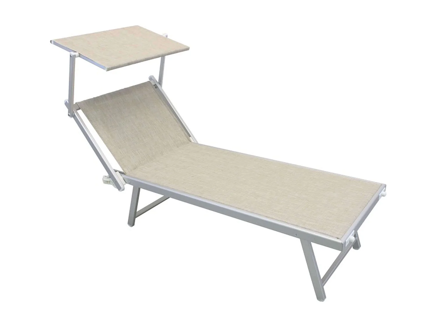 MilaniHome.it - Lettino Da Campeggio Sdraio Beige Con Tettuccio Per Spiaggia Mare Piscina Giardino Da Esternodi coloreBeige