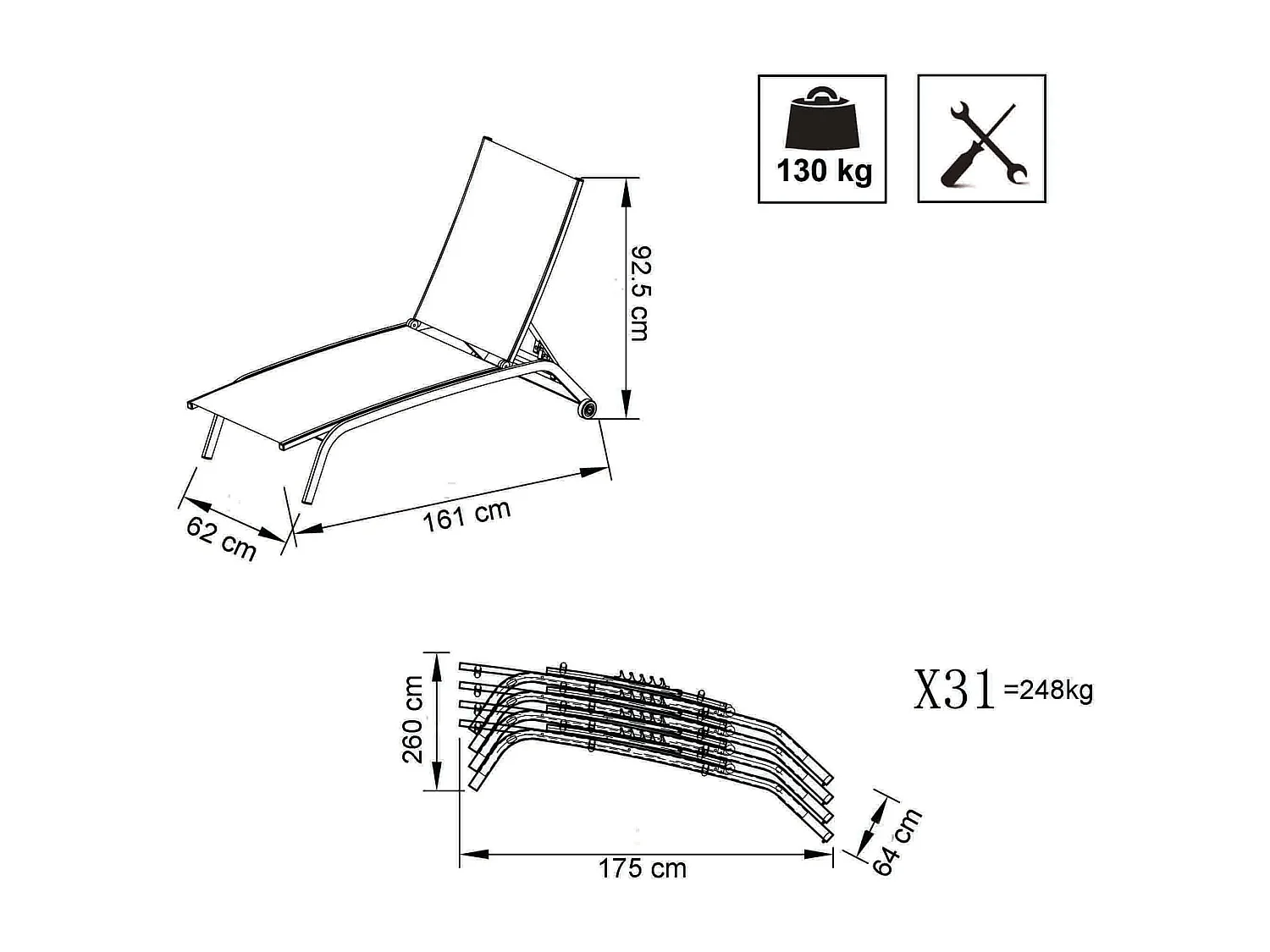 MilaniHome.it - Lettino Sdraio Impilabile In Alluminio Tortora Da Esterno Giardino, Per Ristorante Agriturismo Albergo Hoteldi coloreTortora