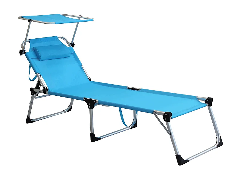 MilaniHome.it - Brandina Pieghevole Lettino Sdraio Alta In Alluminio Con Tettuccio Per Campeggio Spiaggia Mare Piscina Giardinodi coloreAzzurro