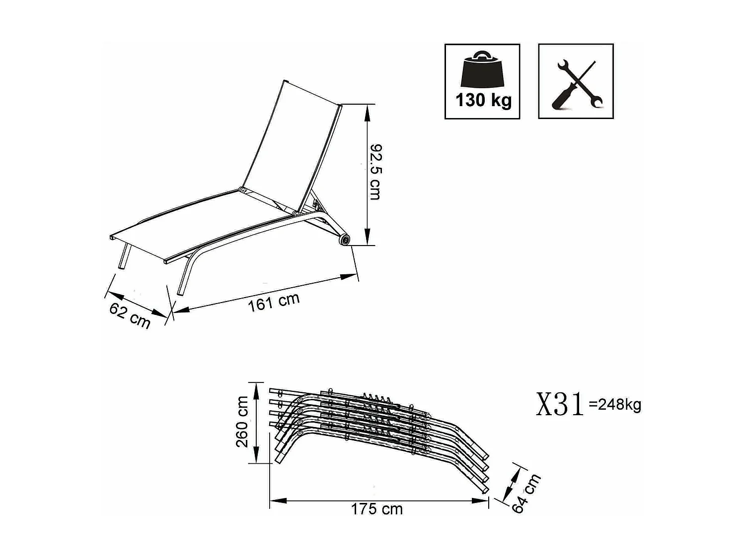 MilaniHome.it - Lettino Sdraio Impilabile In Alluminio blu E Textilene Da Esterno Giardino, Per Ristorante Agriturismo Albergo Hoteldi coloreBlu