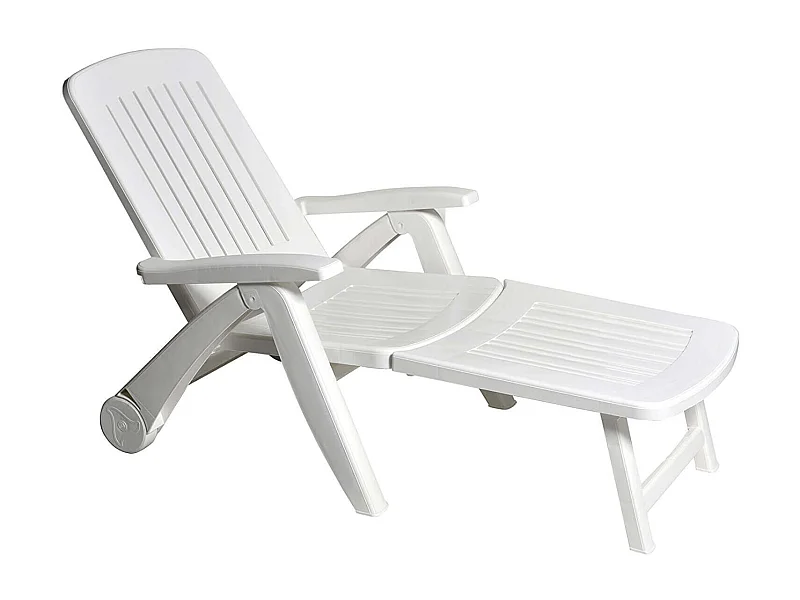 MilaniHome.it - Lettino Sdraio Con Ruote In Plastica Resina Per Campeggio Spiaggia Mare Piscina Giardino Esternodi coloreBianco
