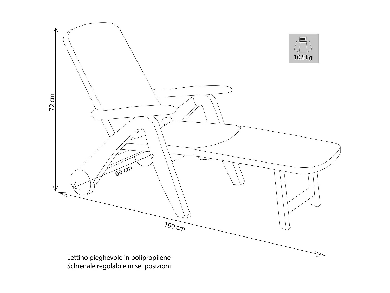 MilaniHome.it - Lettino Sdraio Con Ruote In Plastica Resina Per Campeggio Spiaggia Mare Piscina Giardino Esternodi coloreBianco