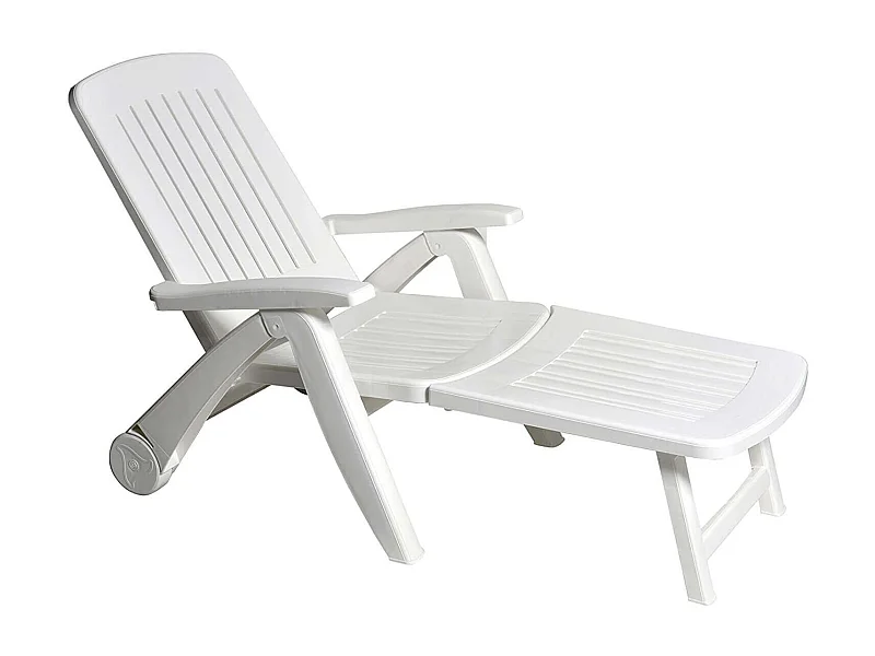 MilaniHome.it - Lettino Sdraio Con Ruote In Plastica Resina Per Campeggio Spiaggia Mare Piscina Giardino Esternodi coloreBianco