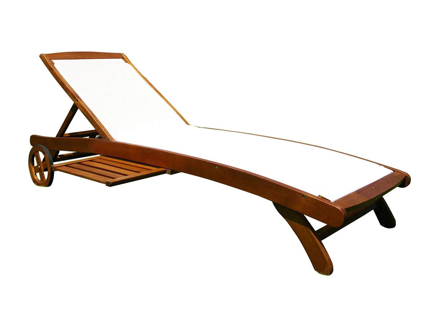 MilaniHome.it - Lettino Sdraio In Legno Di Acacia E Textilene Con Ruote Per Esterno Giardino Portico Ristorante Bar Hotel Albergo Agriturismodi coloreMarrone